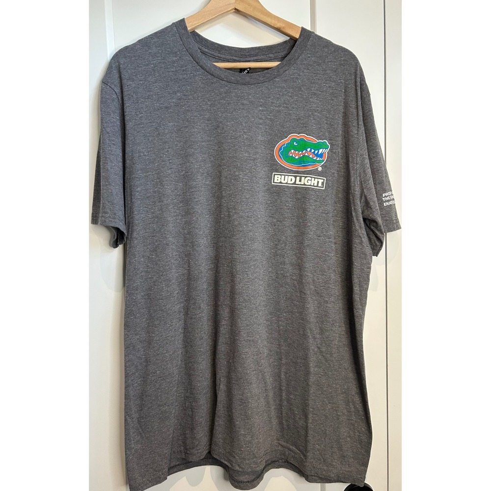 Bud Light Florida Gators T-Shirt Mens XL Heather Grey NCAA Graphic Tee Short Slv